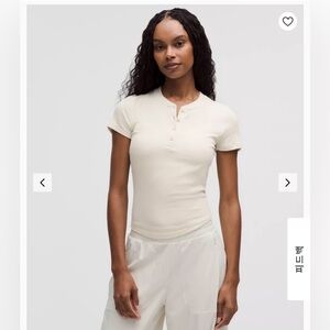LULULEMON Hold Tight Short-Sleeve Henley T-Shirt (Ivory) - Size 6